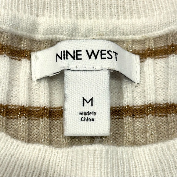 Nine West Ribbed Crewneck Striped Sweater M - Picture 7 of 9